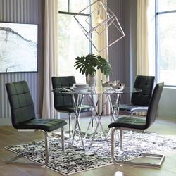 Madanere Black-Chrome 5-Piece Dining Room Set Ashley /Dining table and Chairs 