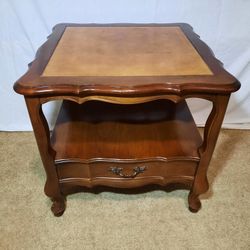Hammary All Wood Leather Top End Table 23"W 23"L  21 1/2"T