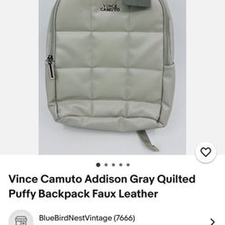 Vince Camaro Addison Gray Quilted Backpack 
