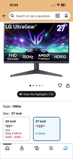 ultra gear 27 inch TV monitor gaming