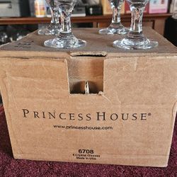 Princess House Aston Etched Glass Liquor Cocktail Glasses - Set of 4