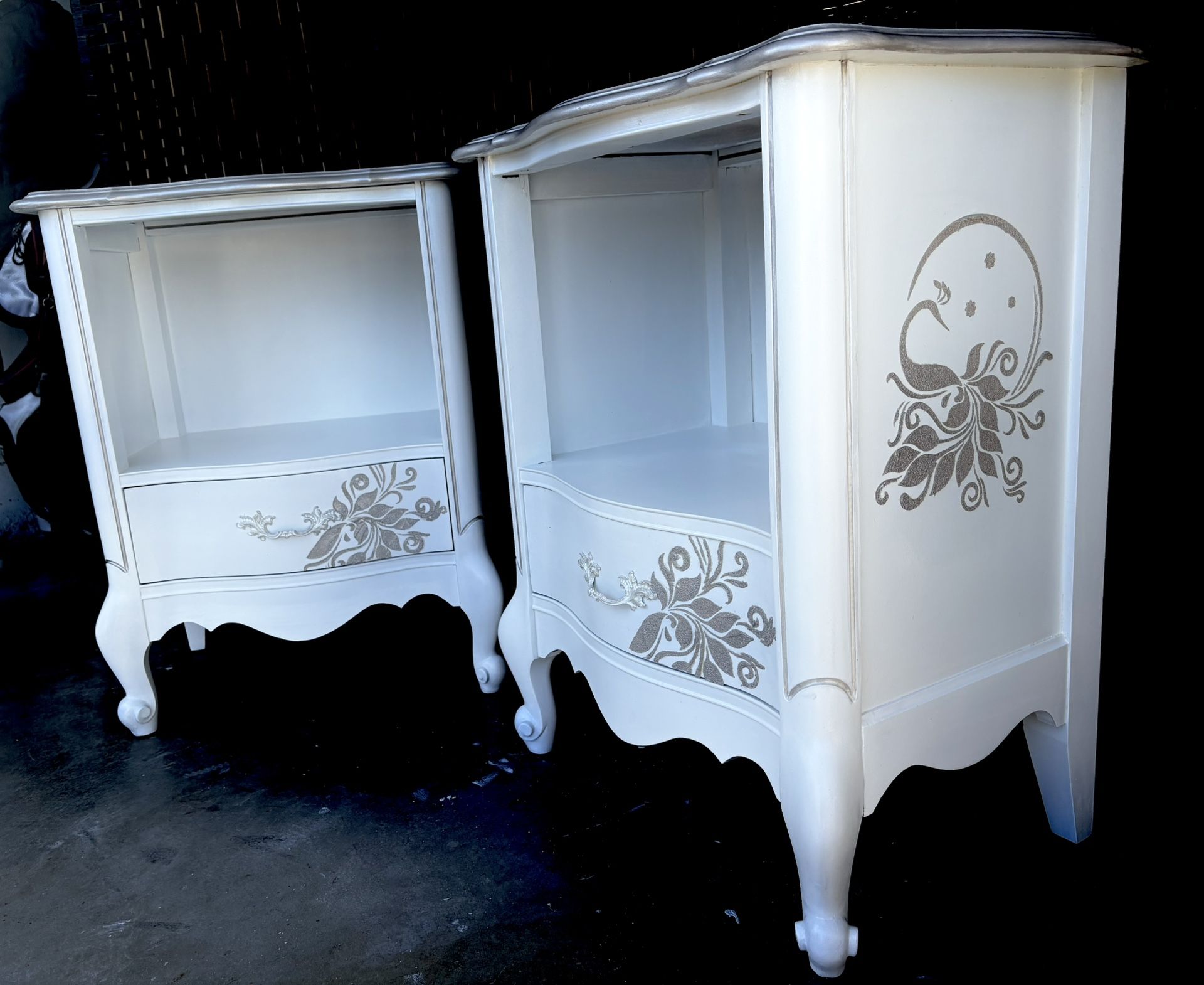 Pair of French Provincial Nightstands - Hand-Painted & Restored