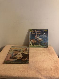 Vintage Roy Rogers & Dale Evans Vinyl Record Plus 1952 Frame Tray Puzzle #2604