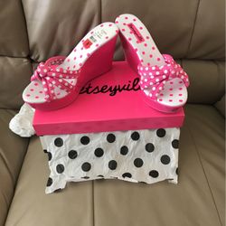 Super Cute Hot Pink Wedge Shoes Size 8