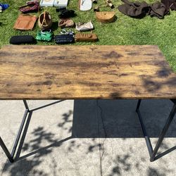 Sleek, minimalist desk for sale (wood top with black; metal legs.