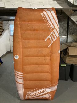 Patched and Stained - Oceans 7 Orange Inflatable Pool Float Lounge Raft (6ft)