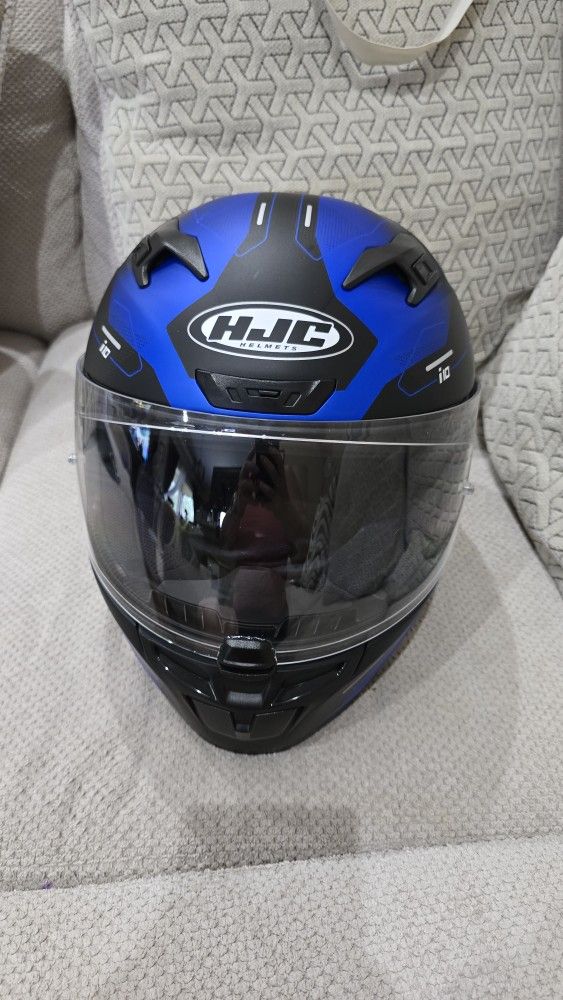 HJC i10 Taze Motorcycle Helmet Blue Gray Black Snell DOT i-10 Size Large