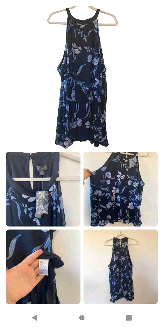 NWT The Limited Floral Tank/Tunic Top Size 2X Blue 