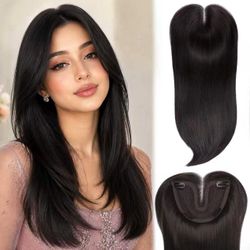 Hair Toppers for Women, 5x6 Inch Large Base Clip In,20 Inch Natural Black