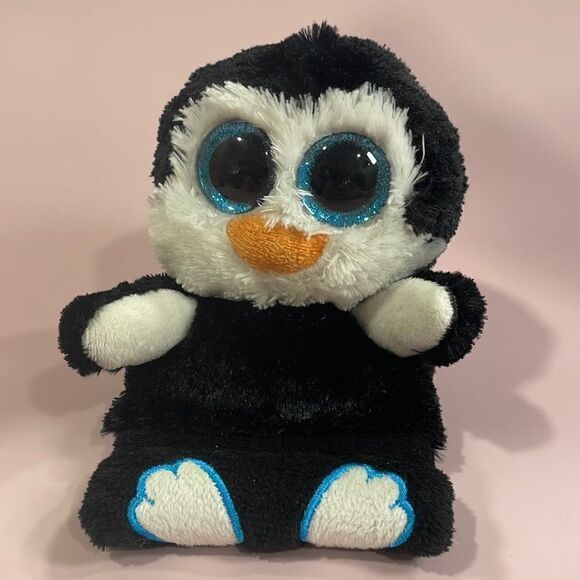 Ty Peek-A-Boo Penni Penguin 2015 Beanbag Plush Phone Holder Great Condition 4.5”