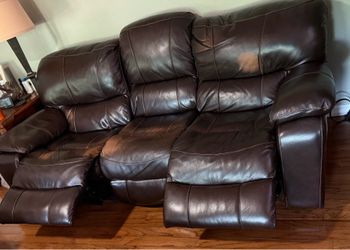 Brown leather couch