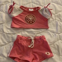Build A Bear Pink White Cheerleading Shirt And Cheer Shorts Teddy Clothes Outfit