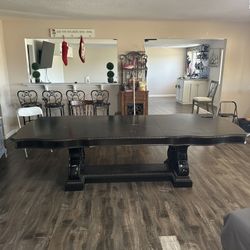 Large Dark Brown Solid Wood Table – High-End Furniture💥 9FTx4FT