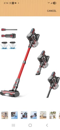 CHEBIO Lightweight Cordless Vacuum Cleaners for Home, Stick Vacuum Cordless Rechargeable with 45kPa Suction,45-Min Run,Anti-Tangle and Self-Stand, 6 i