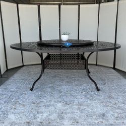 Outdoor Dining Table With Lazy Susan  78”