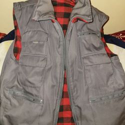 Vintage 90's Reversable Black And Red Plaid/ Gray Canyon Guide Vest Hunting Outdoors