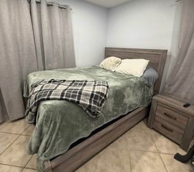 Queen bed frame with drawers  & nightstand