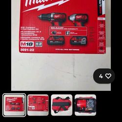 Milwaukee Combo Set - Drill+ Impact One Charger And Batterys