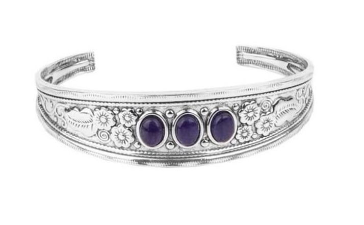 Purple Cuff Bracelets. Silver