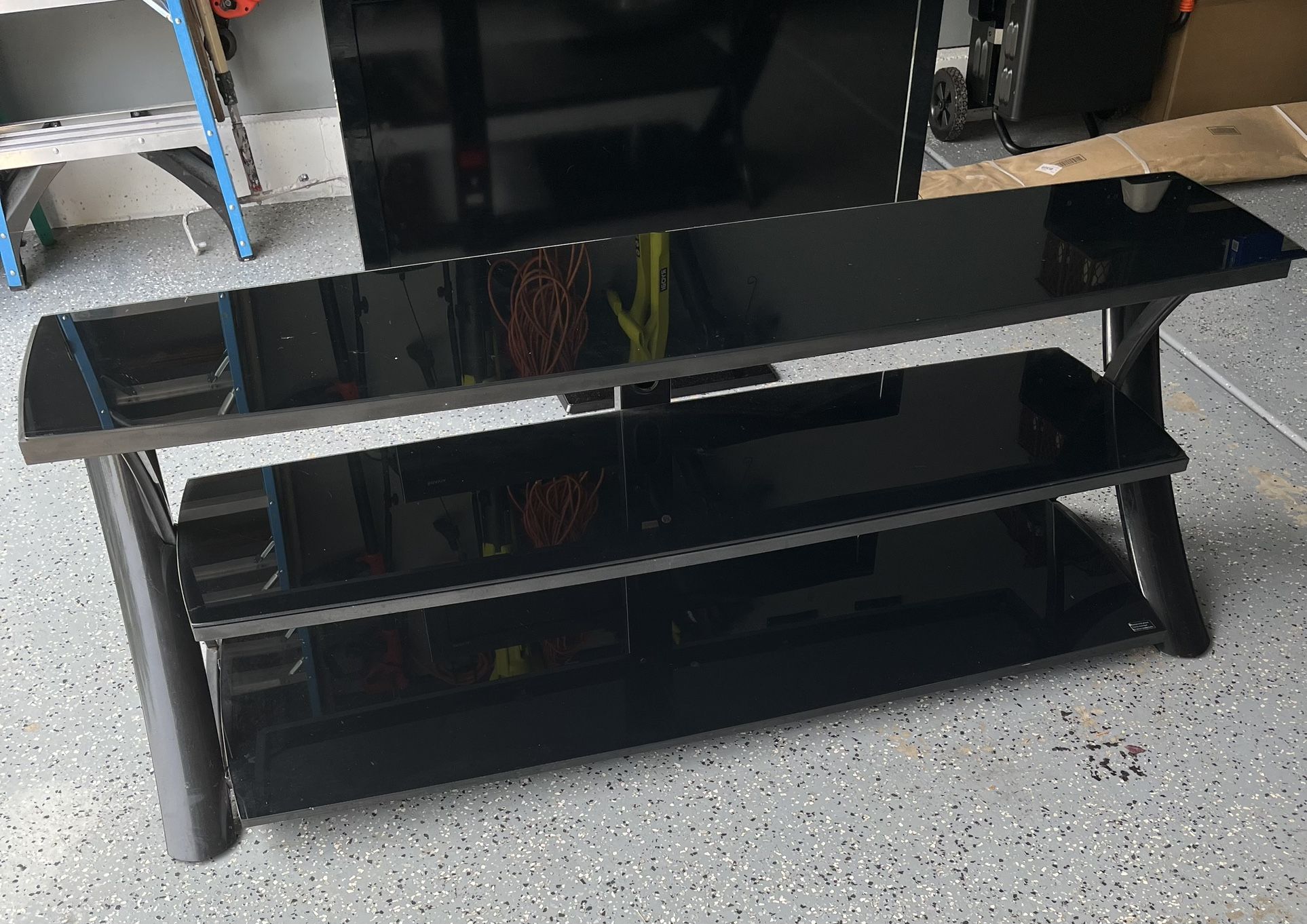 65 inch black glass TV stand