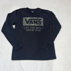 VANS Boys Sz M 10-12 Long Sleeve Off the Wall Logo Shirt Camo