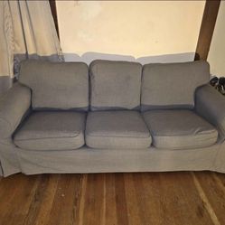 IKEA 3 Seat Sofa Gray Fabric Couch