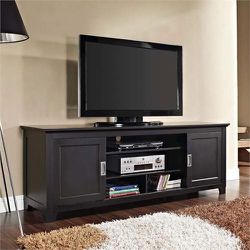 Walker Edison 70 Inch Tv Stand Sliding Doors (Black)