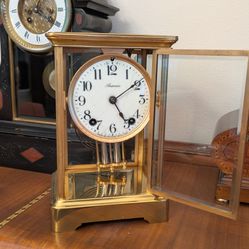 Clock - Ansonia Crystal Regulator Clock, Circa 1900, Restored / Running