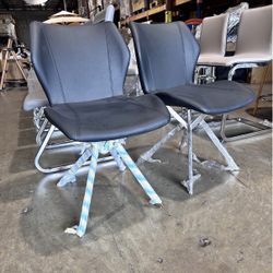 Dining Chair with Black Seat and Stainless Steel Legs Set of 2