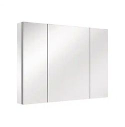 HMMHVV 40 in. W x 30 in. H Rectangular Aluminum Medicine Cabinet with Mirror Frameless 3 Door Mirrored Bathroom Storage Cabinet