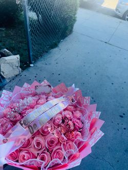 50 pink roses for $130 all decorations included