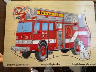 Lights Camera Interaction Fire Truck Wooden Peg Puzzle