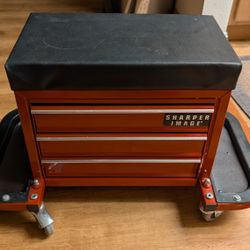 Sharper Image Rolling Mechanic Stool with Tool Box (3 Drawers)