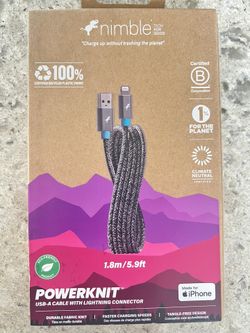 New PowerKnit USB-A Cable with Lightning Connector – Fast Charging & Durable