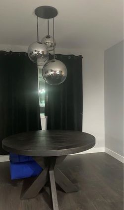 Restoration Hardware/Arhaus Dining set - 4 Gray chairs and 48" dark brown table
