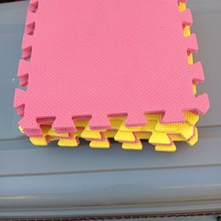 8 Pcs Play Mat For Kids Pink And Yellow 