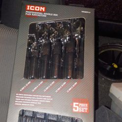 Icon Professional Double Box Flex Ratcheting 5pcs Metric NEW