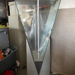 V Shaped Glass Cabinet No Shelves