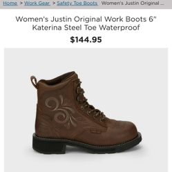 Women’s Justin Original Work Boots 6" Katerina Steel Toe Waterproof  