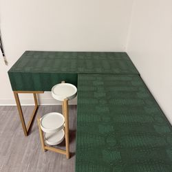 Two Green Tables And A Side Table