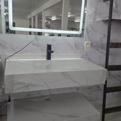 36" Floating Bathroom Vanity Set Undermount Intergrated Sink White/Gray/Black