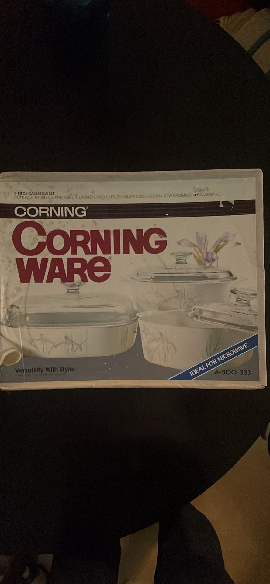 Vintage Corning Ware Shadow Iris 6-Piece Casserole Set (Original Box)