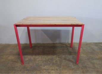 Custom Refurbished Hot Pink Steel Work Table