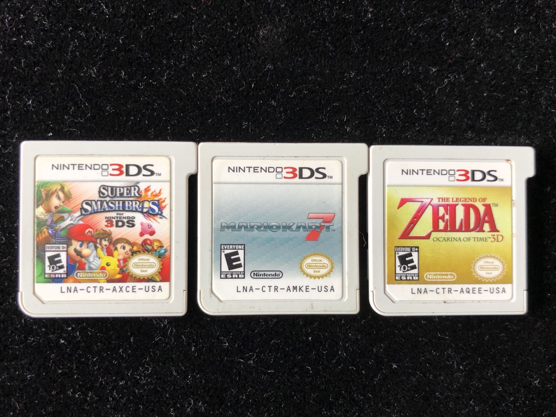 Nintendo 3DS GAME LOT OF 3(SUPER SMASH BROS MARIOKART 7 ZELDA OCARINA OF TIME)