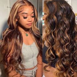 Human Hair Highlighted Wig 