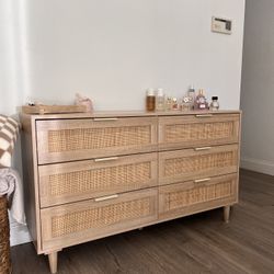 Natural Rattan 6 Drawer Dresser
