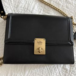 Authentic Coach Hutton Black Leather Shoulder Bag