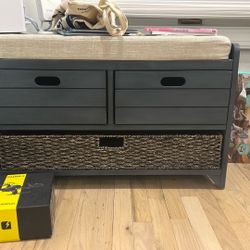 Navy Grey Used (excellent) Drawers Foyer Bench