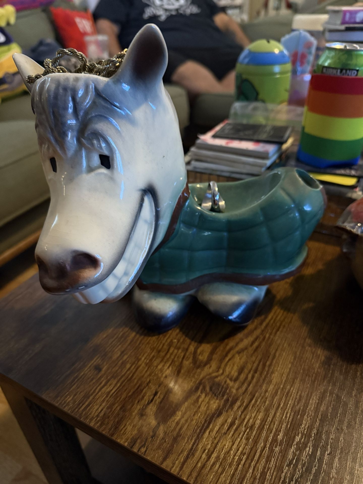 1950's McCoy Potteryt Men's Dresser Caddy - Smiling Horse w/ Green Blanket