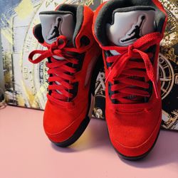 Air Jordan 5 Retro Raging Bull Red and Black Sneakers